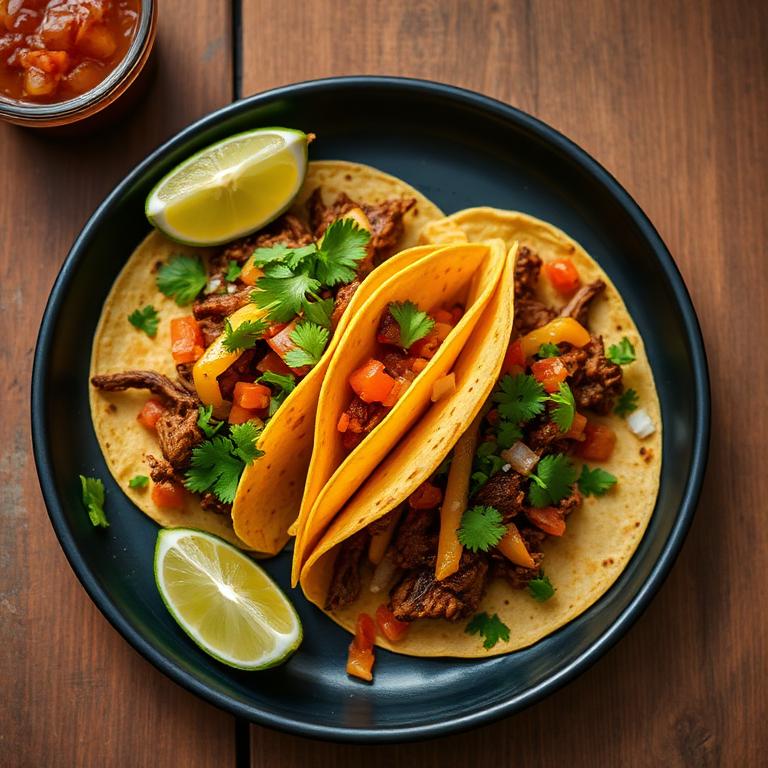 Tacos mexicanos com limão e coentro